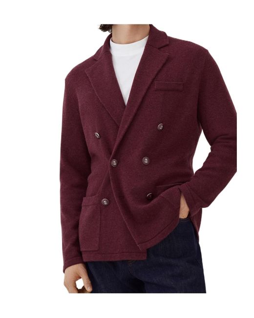 Brunello Cucinelli Purple Double-Breasted Knitted Blazer for men