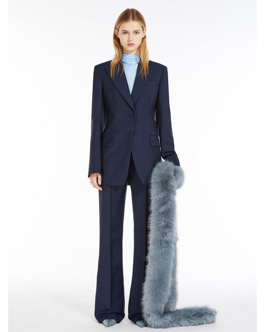 Sportmax Blue Single-Breasted Long-Sleeved Jacket