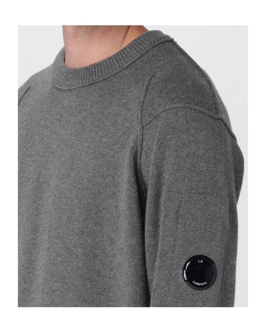 C P Company Gray Lens Detail Crew Neck Knitwear for men