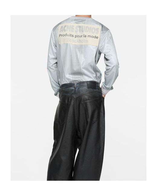 Acne Gray Heart Applique Striped T-Shirt for men