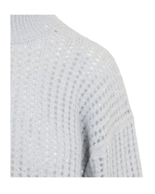 Peserico White Alpaca, Wool And Mohair Sweater