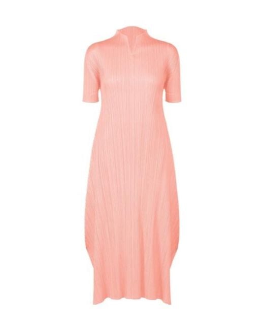 Pleats Please Issey Miyake Pink Pleated A-Line Dress