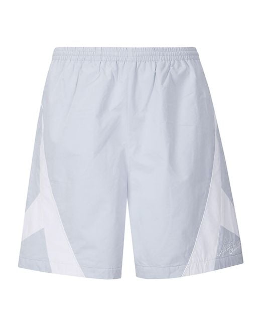 Acne White Contrast Panel Shorts for men