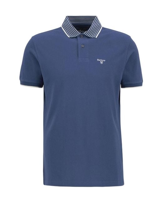 Barbour Blue Short-Sleeved Polo Shirt for men