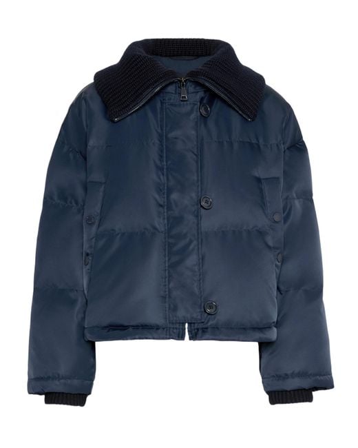 Weekend by Maxmara Blue Water-Repellent Technical Twill Down Jacket