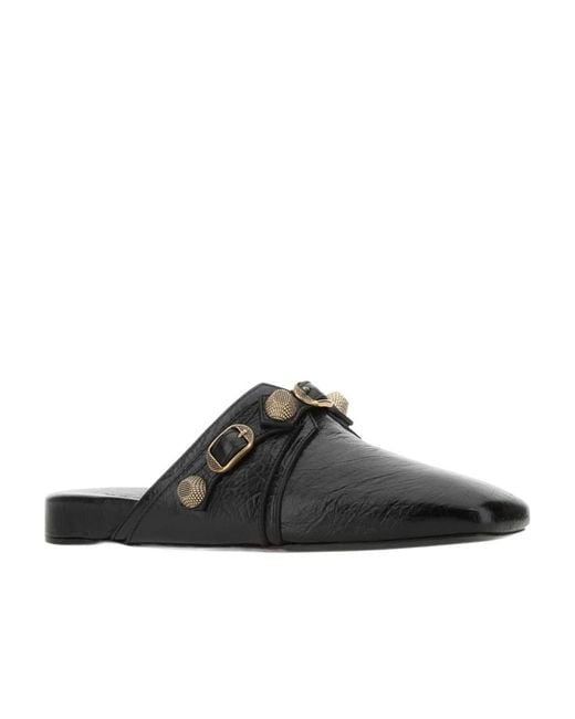 Balenciaga Black Cargole Stud Embellished Slippers