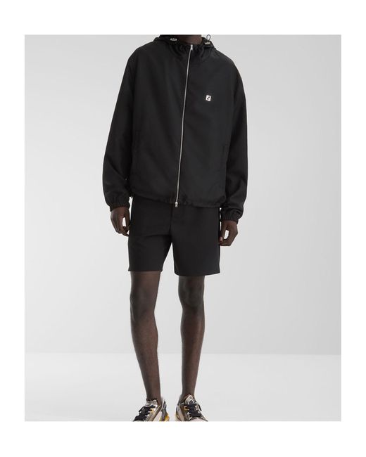 Fendi Black Ff Hooded Drawstring Jacket for men