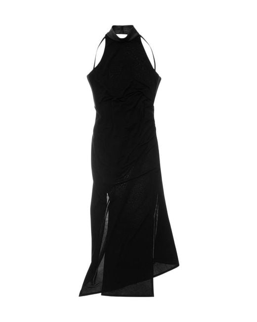 Helmut Lang Black Halter Neck Midi Dress