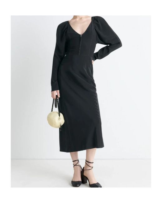 Lemaire Black Bias-Cut Raglan-Sleeve Midi Dress