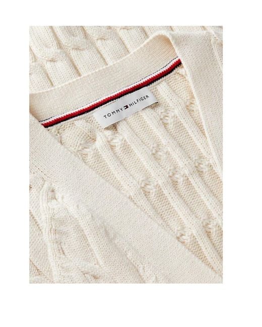 Tommy Hilfiger White Cable-Knit Sleeveless Cardigan