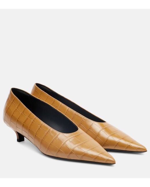 Totême  Brown Croc-Effect Leather Pumps