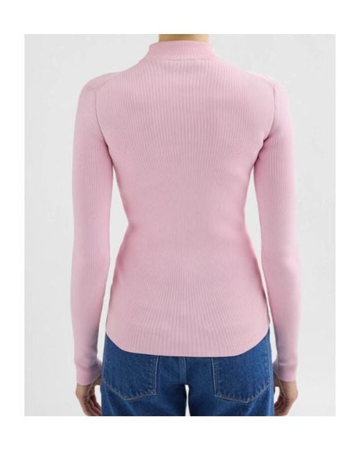 Jil Sander Pink Technical Mock-Neck Sweater