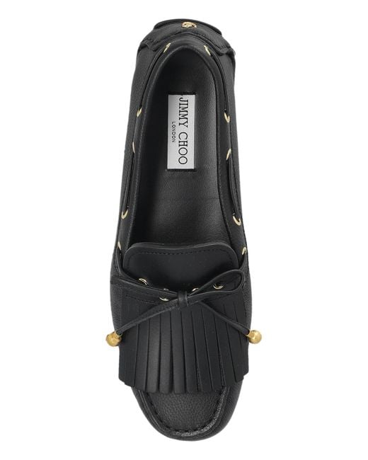 Jimmy Choo Black Bow Detailed Flat Loafers