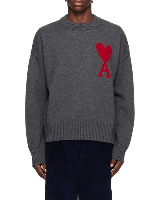 AMI Gray Ami Paris Sweater for men