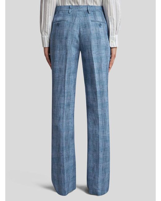 Etro Blue Textured Straight Leg Pants