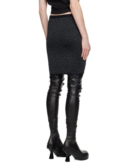 Versace Black Monogram-Jacquard Knit Skirt