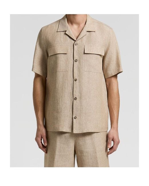 Peserico Natural Short-Sleeved Pocket Shirt for men