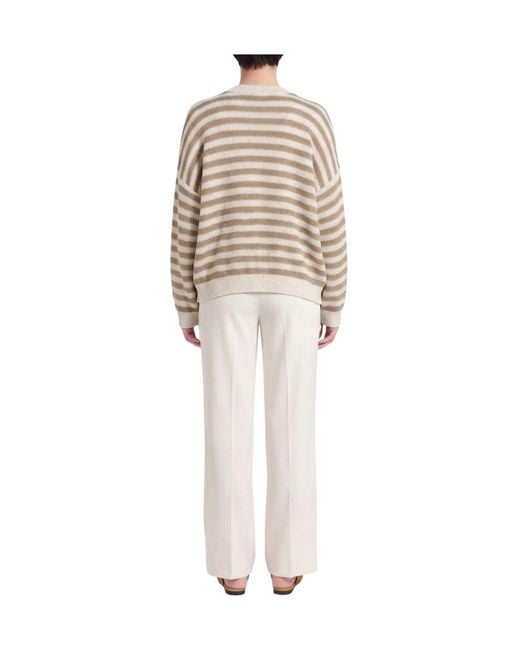 Brunello Cucinelli White Striped Knit Sweater