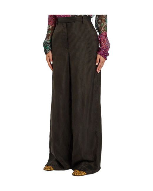 Dries Van Noten Gray Penn Pinstriped Wide-Leg Woven Trousers