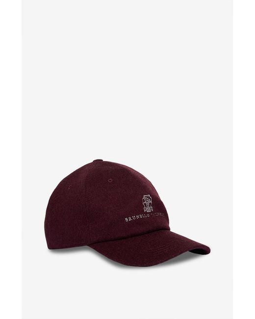 Brunello Cucinelli Red Graphic Baseball Cap for men