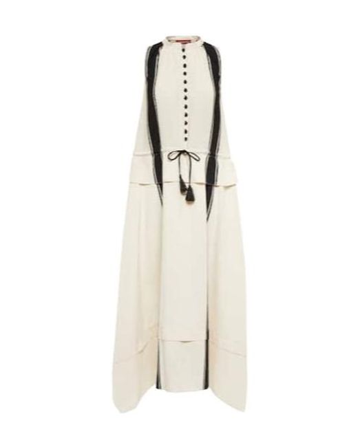 Altuzarra White Penelope Striped Crêpe Midi Dress