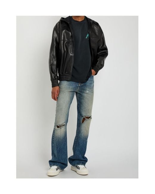 Amiri Black Leather Zip Jacket for men
