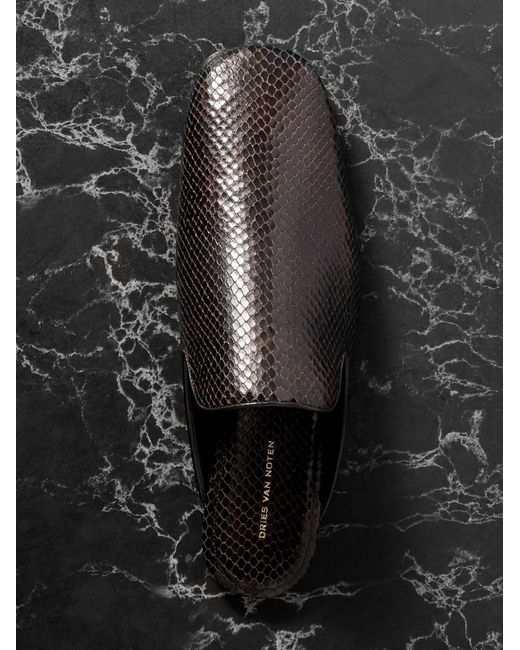 Dries Van Noten Black Round-Toe Mules