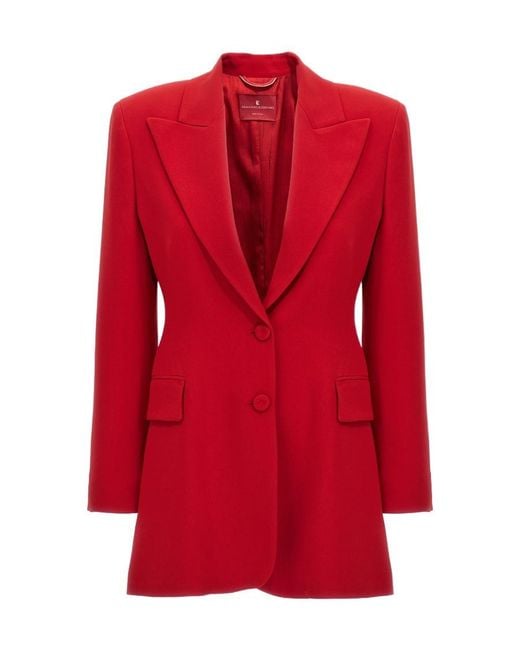 Ermanno Scervino Red Single-Breasted Cady Sculpture Jacket