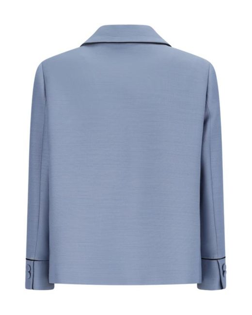 Fendi Blue Piped Blouson Jacket