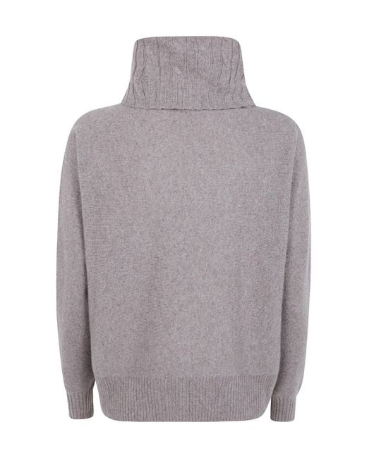 D.exterior Gray High-Neck Knit Sweater