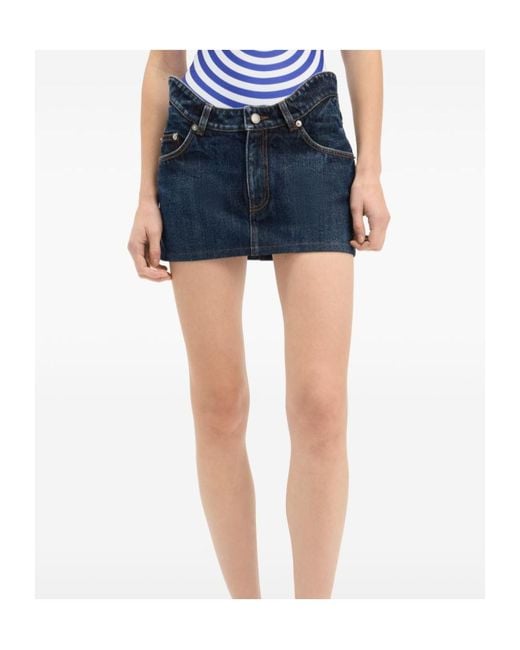 Jean Paul Gaultier Blue Denim Midi Skirt With Belt Loops