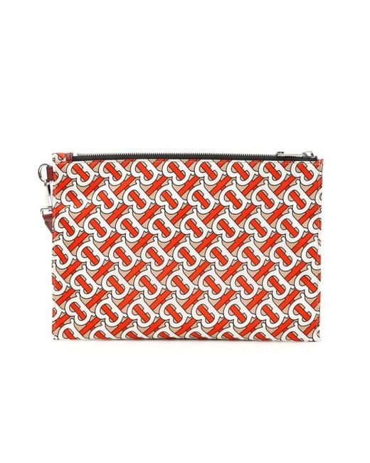Burberry Red Monogram Print Zip Pouch for men
