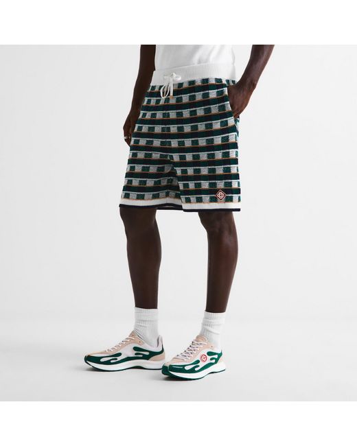 Casablanca Green Crochet Mosaic Shorts for men