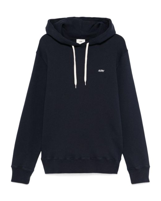 Autry Blue Logo Embroidered Drawstring Hoodie for men