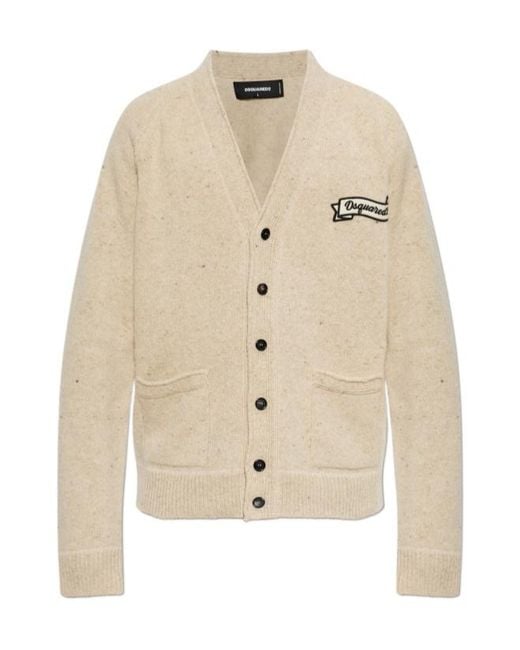 DSquared² Natural Logo-Patch Cardigan for men