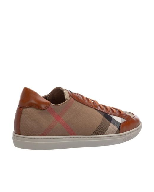 Burberry Brown Check Lace Low-Cut Casual Shoes
