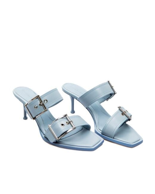 McQueen Blue Buckle Detailed Sandals