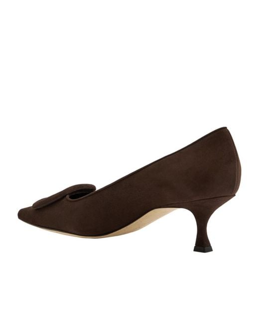 Manolo Blahnik Brown Suede Pumps