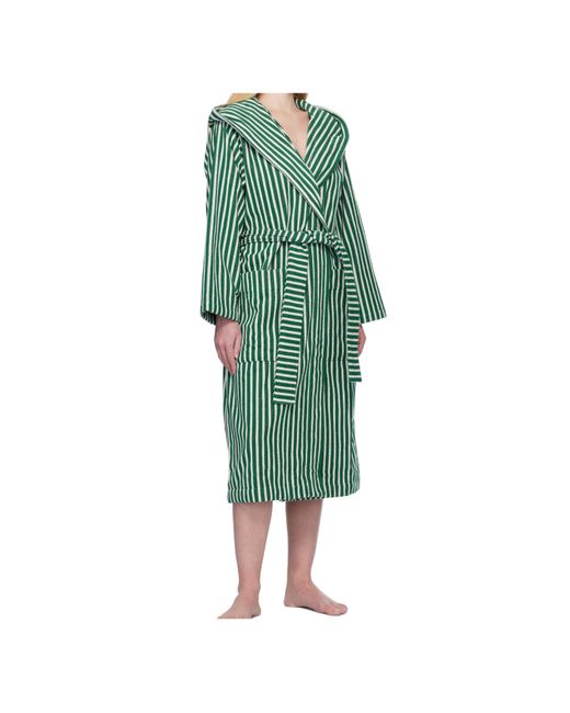 Tekla Green Striped Robe for men