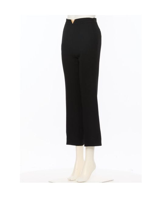Valentino Black Logo Plaque Cropped Pants