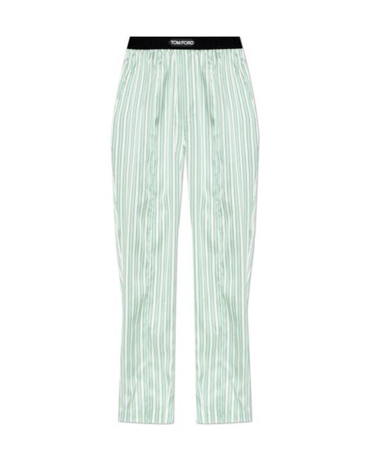 Tom Ford Green Striped Pajama Bottoms for men
