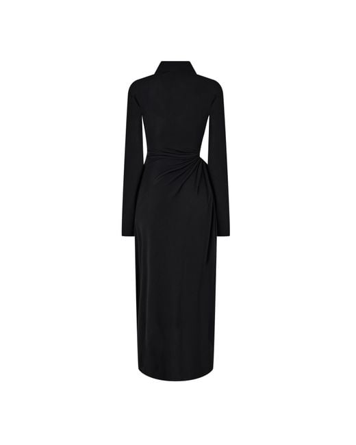 Off-White c/o Virgil Abloh Black Stamp Ruched Layered Maxi Dress