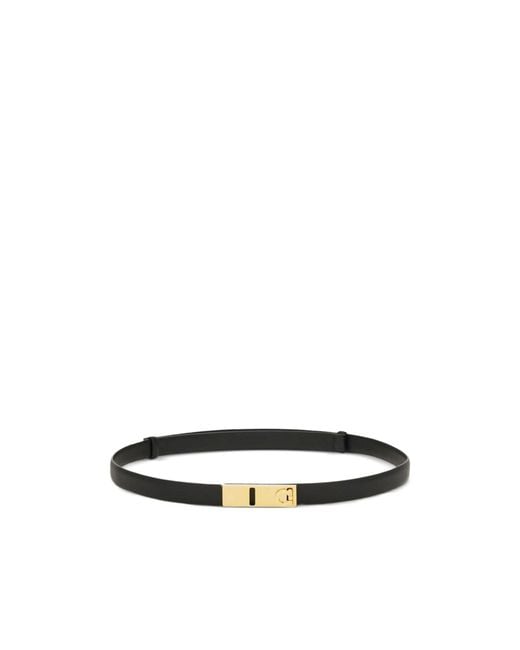 Ferragamo White Rectangular Buckled Thin Belt