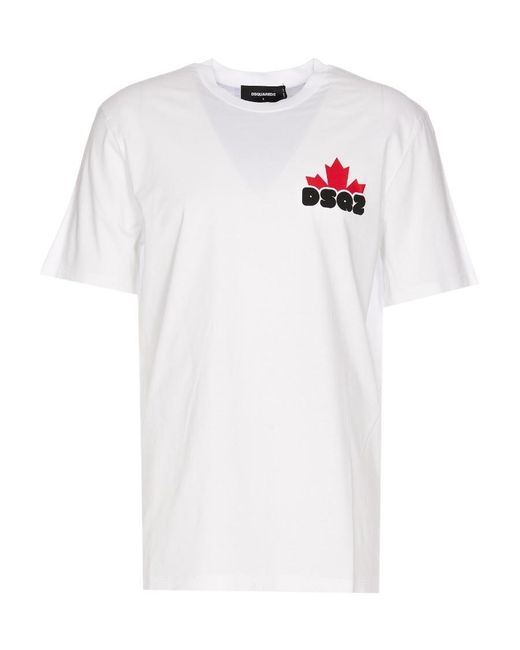 DSquared² White Logo-Printed Crewneck T-Shirt for men