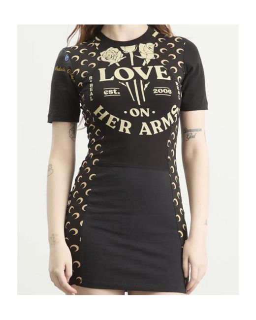 MARINE SERRE Black Graphic Printed Mini Dress