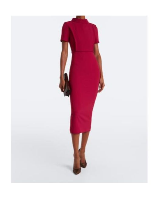 Roland Mouret Red Cady Midi Dress