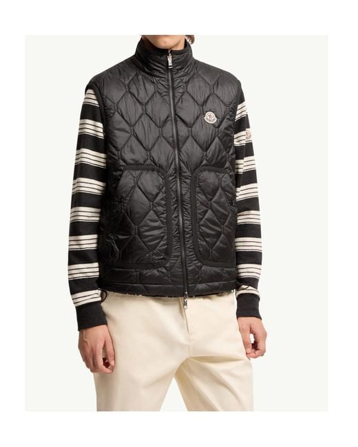 Moncler Black Reversible Paisley Print Padded Teddy Vest for men