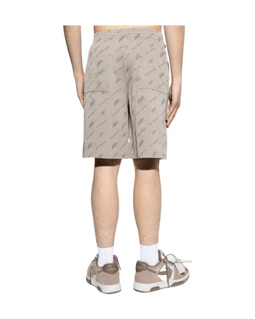 Off-White c/o Virgil Abloh Gray Button Detailed All-Over Patterned Shorts for men