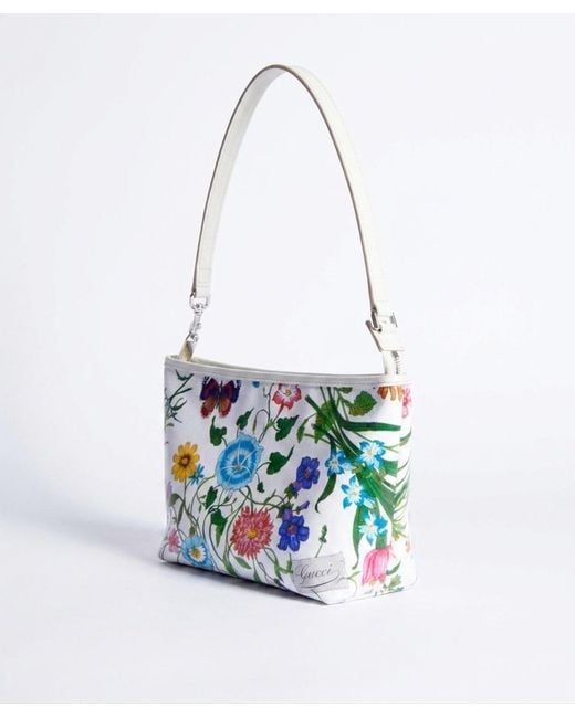 Gucci White Flora Motif Small Pouch Bag