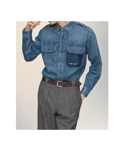 Maison Margiela Blue Flap Pocket Denim Shirt for men